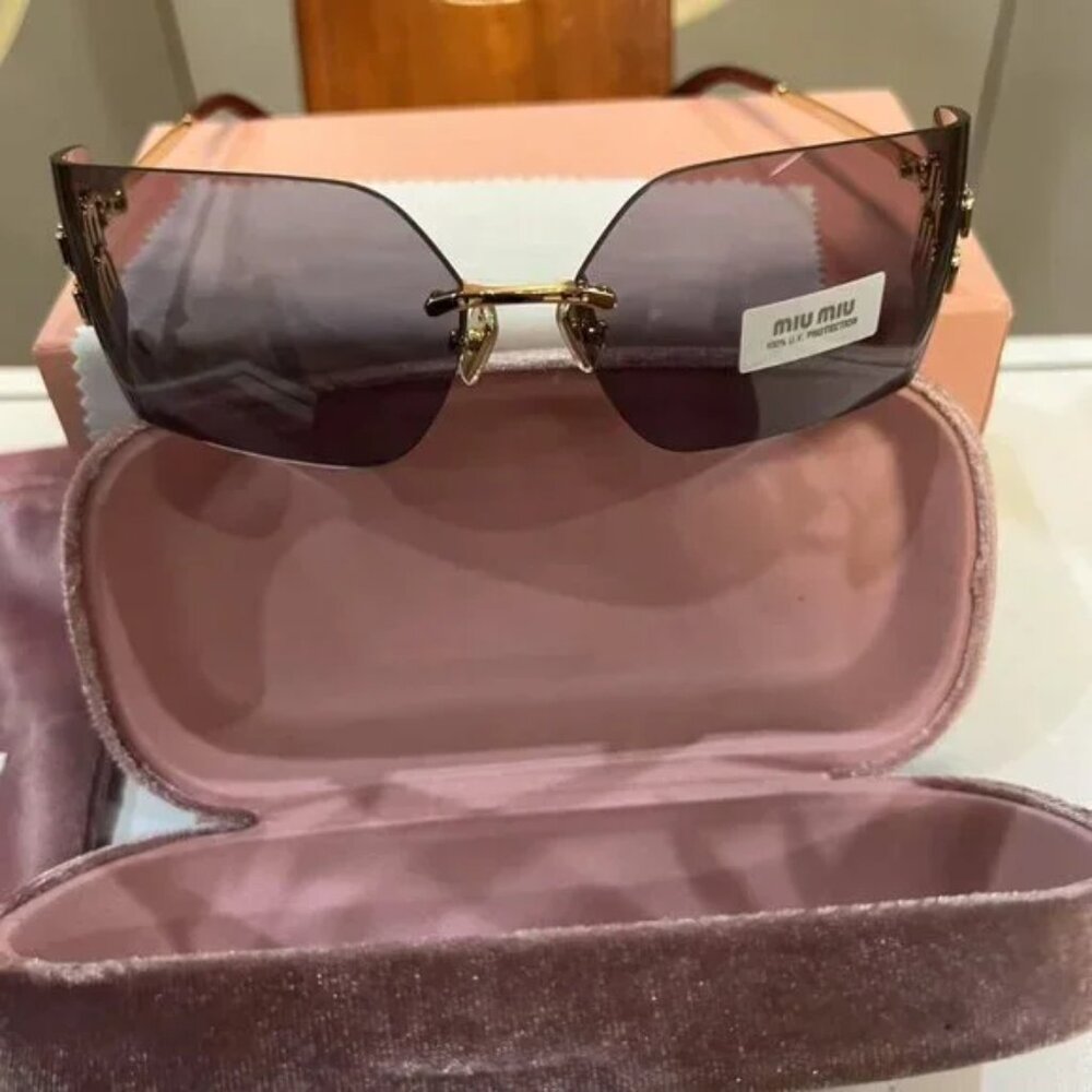 MIU MIU MU54YS 5AK06I Gold/Light Purple Brown 80-14-110 Sunglasses New Authentic